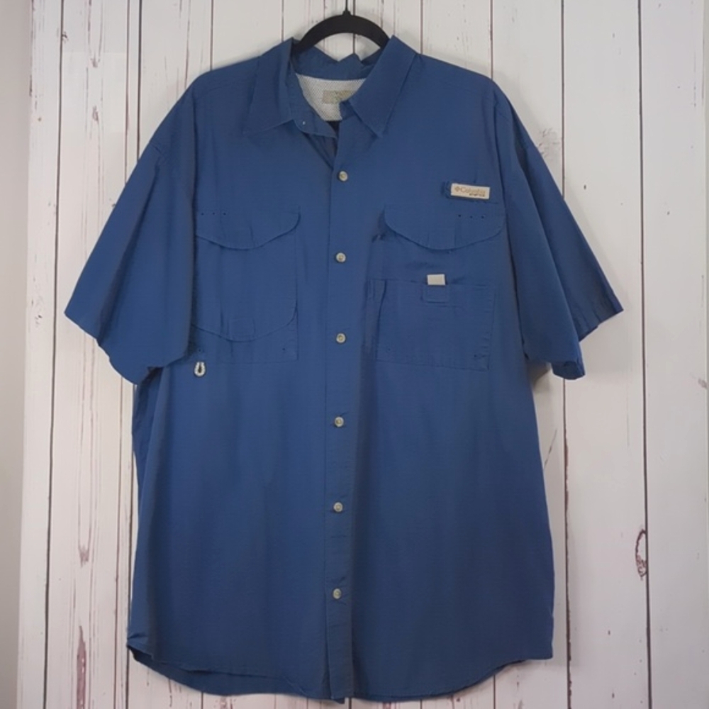 Columbia PFG‎ Fishing Shirt Men's XL or XXL Blue Mesh Vented Outdoors Gorpcore